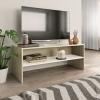 Mueble de TV madera contrachapada blanco y roble 100x40x40 cm