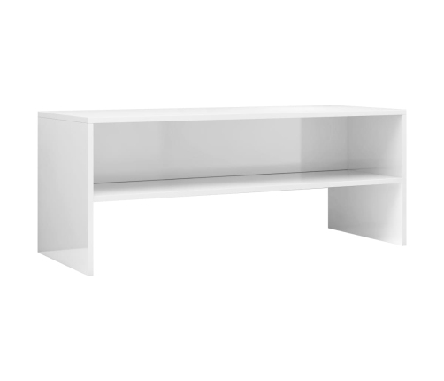 Mueble de TV madera contrachapada blanco brillante 100x40x40 cm