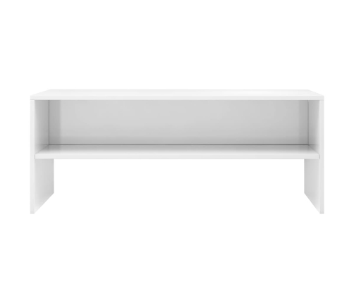 Mueble de TV madera contrachapada blanco brillante 100x40x40 cm