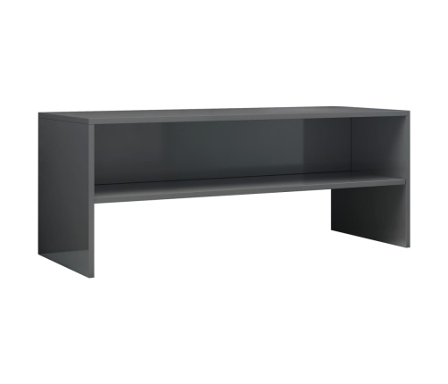 Mueble de TV madera contrachapada gris brillante 100x40x40 cm