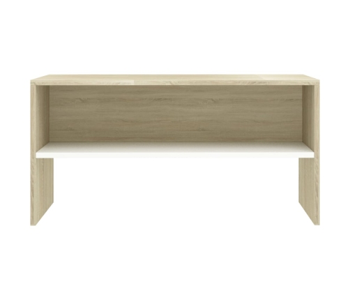 Mueble de TV madera contrachapada blanco y roble 80x40x40 cm