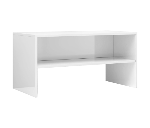 Mueble de TV madera contrachapada blanco brillante 80x40x40 cm