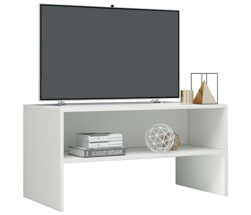 Mueble de TV madera contrachapada blanco brillante 80x40x40 cm