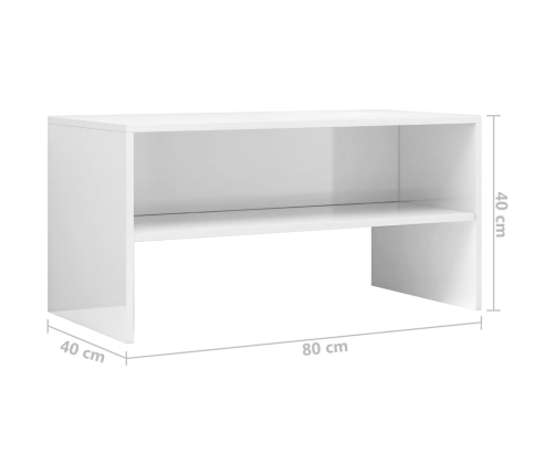 Mueble de TV madera contrachapada blanco brillante 80x40x40 cm