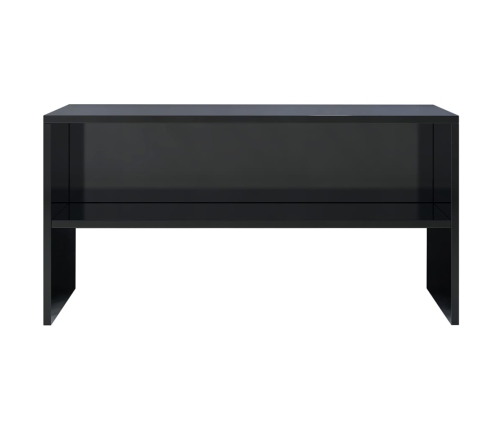 Mueble de TV madera contrachapada negro brillante 80x40x40 cm