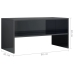 Mueble de TV madera contrachapada negro brillante 80x40x40 cm