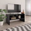 Mueble de TV madera contrachapada negro brillante 80x40x40 cm