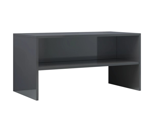 Mueble de TV madera contrachapada gris brillante 80x40x40 cm