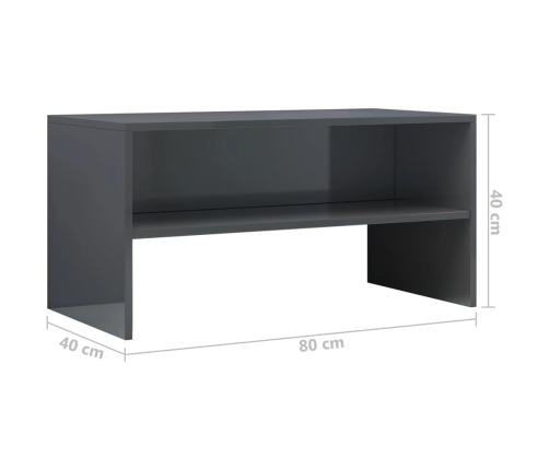 Mueble de TV madera contrachapada gris brillante 80x40x40 cm