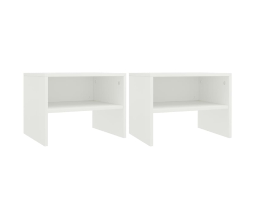 vidaXL Mesitas de noche 2 uds madera contrachapada blanco 40x30x30 cm