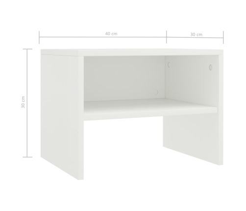 vidaXL Mesitas de noche 2 uds madera contrachapada blanco 40x30x30 cm