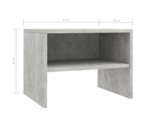 vidaXL Mesita de noche madera contrachapada gris hormigón 40x30x30 cm