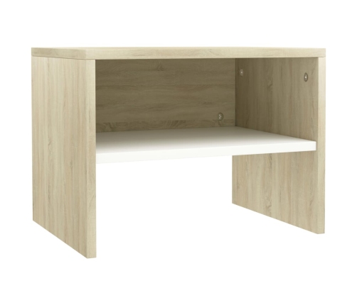 Mesita de noche madera contrachapada blanco roble 40x30x30 cm