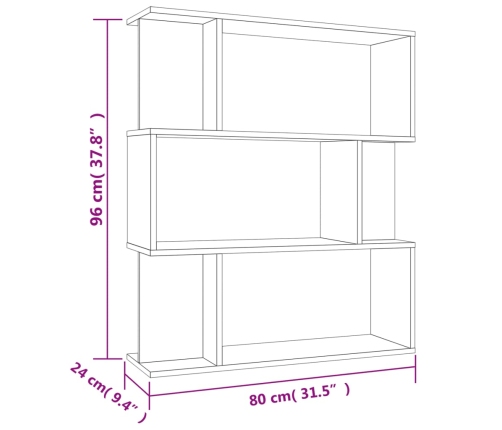 Estantería madera contrachapada gris hormigón 80x24x96cm