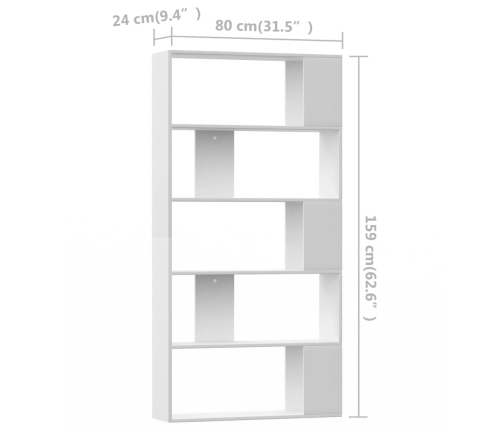 Estantería/divisor madera contrachapada blanco 80x24x159cm