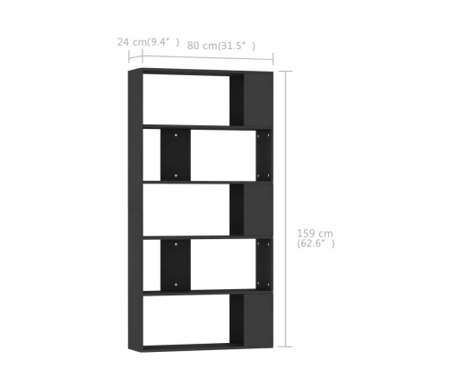 Estantería/divisor madera contrachapada negro 80x24x159 cm