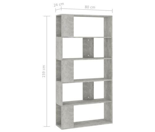 Estantería madera contrachapada gris hormigón 80x24x159cm