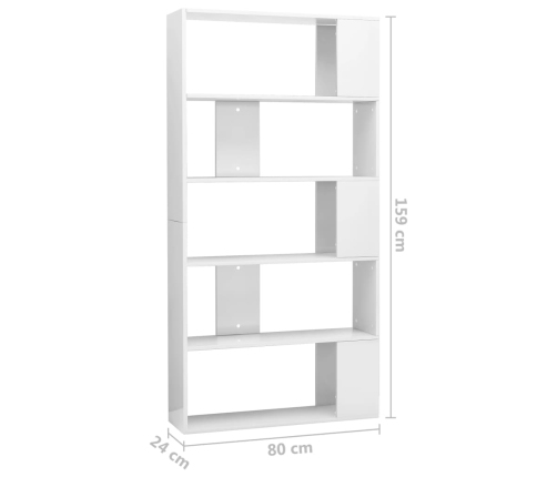 Estantería/divisor de espacios blanco brillante 80x24x159 cm