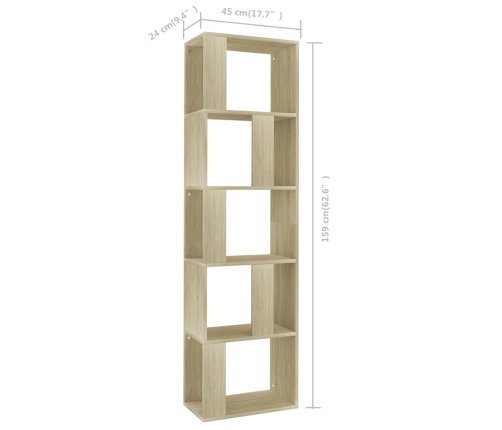 Estantería madera contrachapada color roble Sonoma 45x24x159 cm