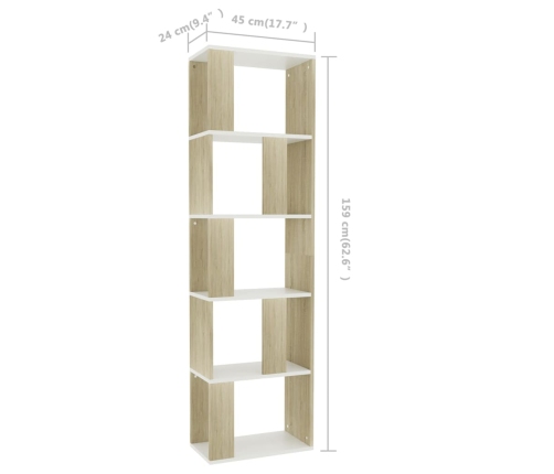 Estantería/divisor espacios blanco y roble sonoma 45x24x159 cm