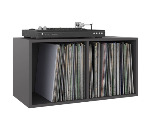 Caja para discos de vinilo madera contrachapada gris 71x34x36cm