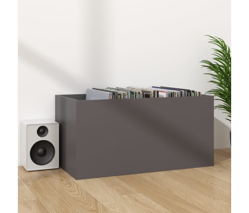 Caja para discos de vinilo madera contrachapada gris 71x34x36cm