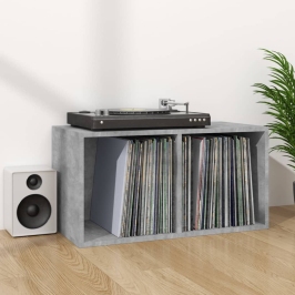 Caja para discos de vinilo madera contrachapada gris 71x34x36cm