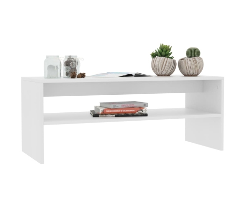 Mesa de centro de madera contrachapada blanco 100x40x40 cm