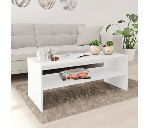 Mesa de centro de madera contrachapada blanco 100x40x40 cm