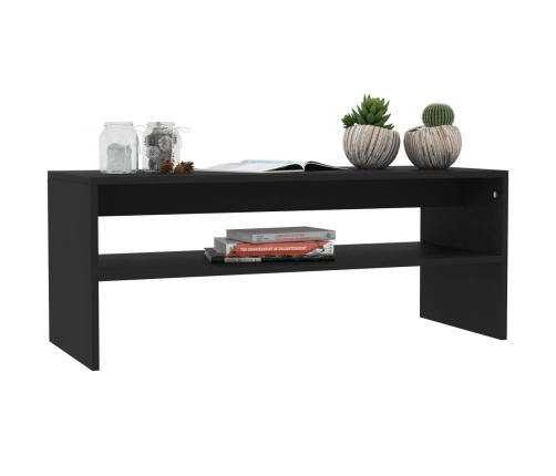 Mesa de centro de madera contrachapada negro 100x40x40 cm