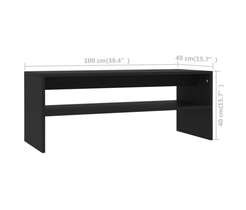 Mesa de centro de madera contrachapada negro 100x40x40 cm