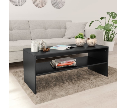 Mesa de centro de madera contrachapada negro 100x40x40 cm