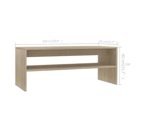 Mesa de centro madera contrachapada roble Sonoma 100x40x40 cm