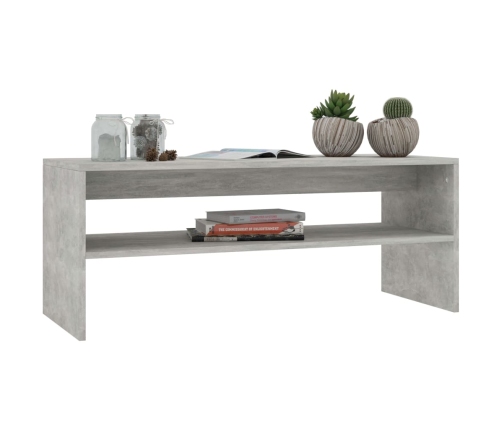 Mesa de centro madera contrachapada gris hormigón 100x40x40 cm