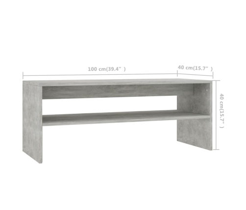 Mesa de centro madera contrachapada gris hormigón 100x40x40 cm