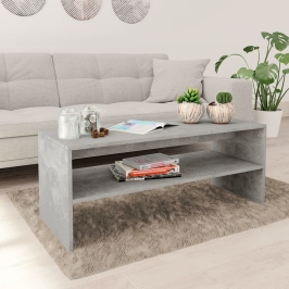 Mesa de centro madera contrachapada gris hormigón 100x40x40 cm