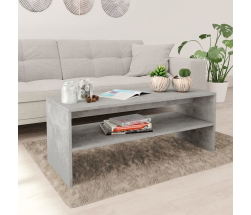 Mesa de centro madera contrachapada gris hormigón 100x40x40 cm