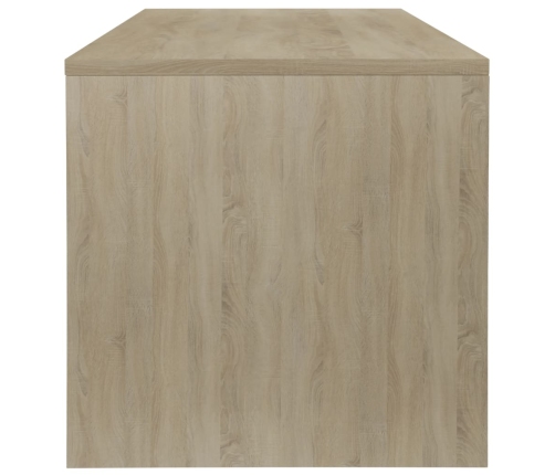 Mesa de centro madera contrachapada blanco y roble 100x40x40 cm