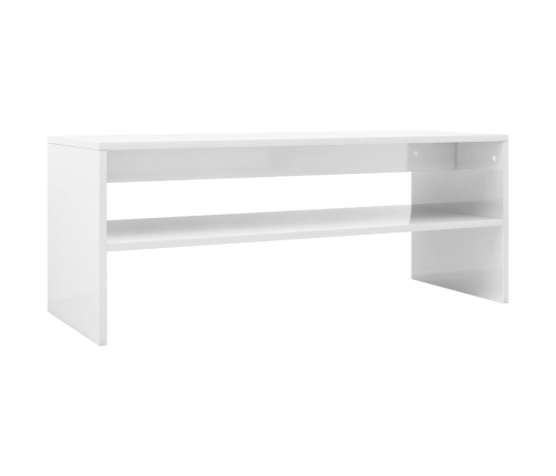 Mesa de centro madera contrachapada blanco brillo 100x40x40 cm