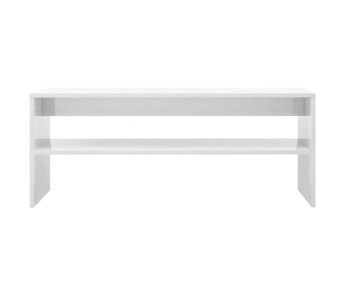 Mesa de centro madera contrachapada blanco brillo 100x40x40 cm