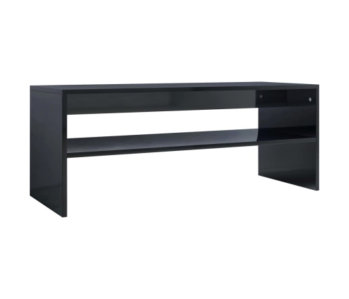 Mesa de centro madera contrachapada negro brillante 100x40x40cm