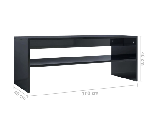 Mesa de centro madera contrachapada negro brillante 100x40x40cm