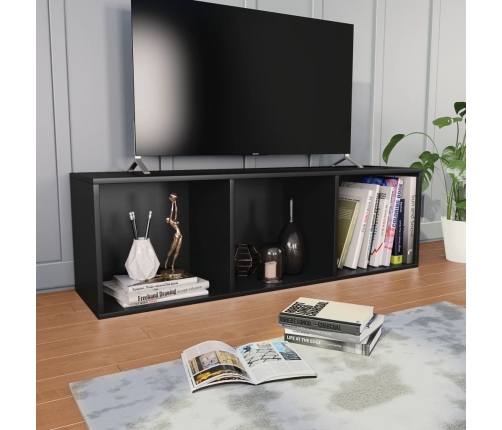 vidaXL Estantería libros/mueble TV contrachapada negro 36x30x114 cm