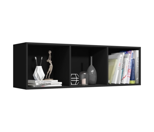 vidaXL Estantería libros/mueble TV contrachapada negro 36x30x114 cm