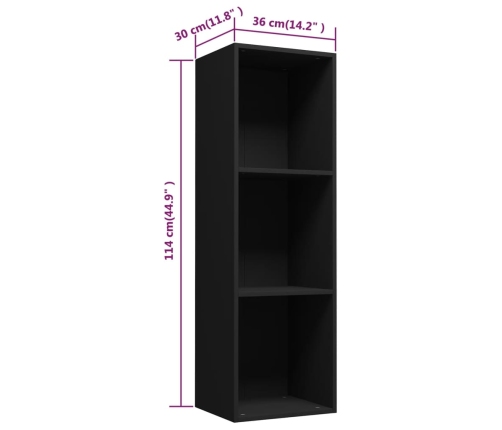 vidaXL Estantería libros/mueble TV contrachapada negro 36x30x114 cm