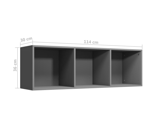 Estantería de libros/mueble TV contrachapada gris 36x30x114 cm