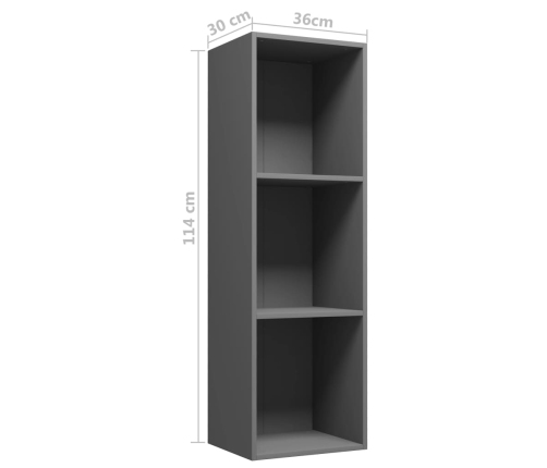 Estantería de libros/mueble TV contrachapada gris 36x30x114 cm