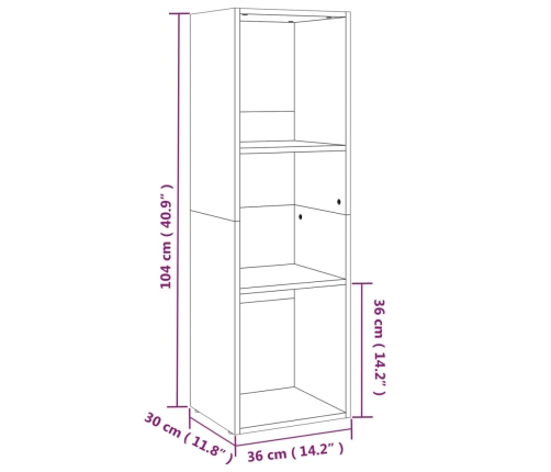 Estantería libros/mueble TV contrachapada roble 36x30x114 cm