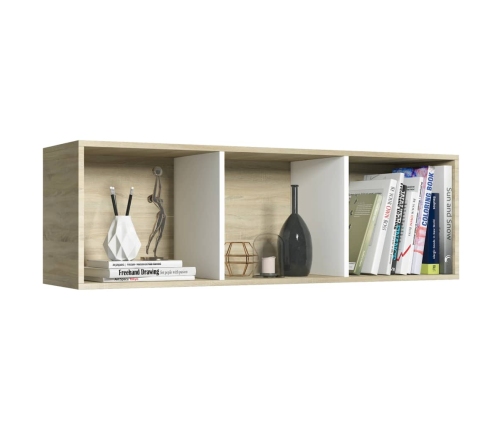 Estantería libros madera contrachapada blanco roble 36x30x114cm