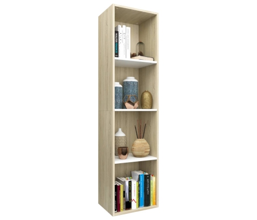 Estantería libros madera contrachapada blanco roble 36x30x143cm